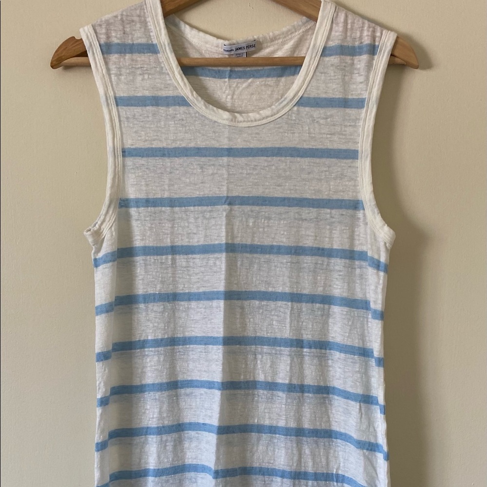 James Perse Linen striped tank dress